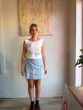 Load image into Gallery viewer, blue linen wrap skirt 25025