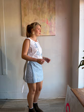 Load image into Gallery viewer, blue linen wrap skirt 25025