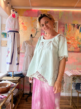 Load image into Gallery viewer, 26062 Hand-Dyed Vintage Embroidered Cutwork Tablecloth Top