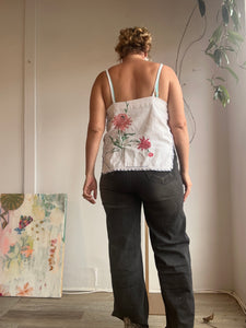 Up-cycled embroidered linen top