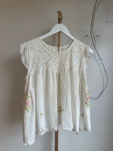 The Josephine top in vintage linen and lace