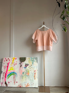 Blush linen and silk top