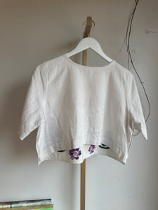 Vintage linen crop t-shirt