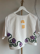 Load image into Gallery viewer, Vintage linen crop t-shirt