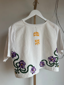 Vintage linen crop t-shirt