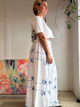 Load image into Gallery viewer, Blue floral vintage tablecloth pants
