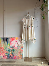 Load image into Gallery viewer, Floral appliqué vintage tablecloth dress