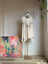 Load image into Gallery viewer, Floral appliqué vintage tablecloth dress