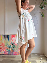 Load image into Gallery viewer, Floral appliqué vintage tablecloth dress
