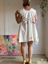 Load image into Gallery viewer, Floral appliqué vintage tablecloth dress