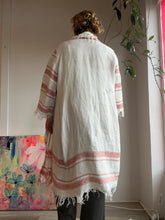 Load image into Gallery viewer, Upcycled red and white woven blanket jacket