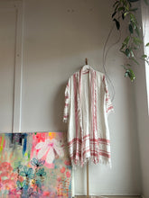 Load image into Gallery viewer, Upcycled red and white woven blanket jacket