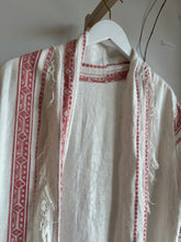 Load image into Gallery viewer, Upcycled red and white woven blanket jacket