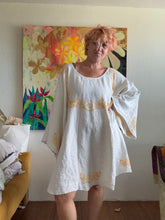 Load image into Gallery viewer, 26294 Angle Wing Dress | Vintage Linen &amp; Yellow Cross-Stitch | L–XL