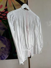 Load image into Gallery viewer, Edwardian White Cotton Blouse with Pin-Tucks &amp; Reworked Vintage Stripe Placket AT26019