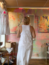 Load image into Gallery viewer, 26142 Vintage Cross-Stitch Tablecloth Tank Dress — Size Medium