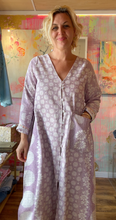 Load image into Gallery viewer, 26146 Reversible Vintage Bedspread Duster with Antique Shell Buttons