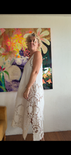 Load image into Gallery viewer, Vintage Tablecloth Tank Dress — Embroidered Linen with Cutwork