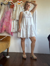 Load image into Gallery viewer, 26132 Antique Linen Cutwork Tiered Mini Dress