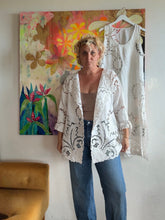 Load image into Gallery viewer, Vintage Tablecloth Jacket — Embroidered Linen with Cutwork