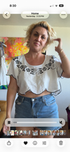 Load image into Gallery viewer, 26137 Embroidered Cutwork Tablecloth Crop Top
