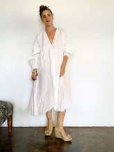 Load image into Gallery viewer, Button up linen trapeze dress