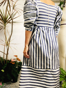 71/100 striped dress with pleated sleeves