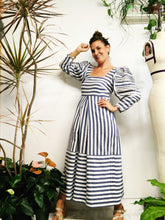 Load image into Gallery viewer, 71/100 striped dress with pleated sleeves