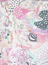 Load image into Gallery viewer, Cotton French Terry tropical Tate doodle white