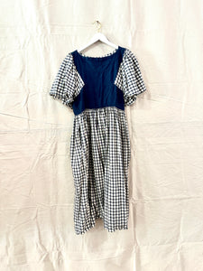 Peony dress in linen and cotton gingham