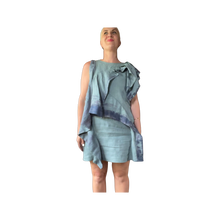 Load image into Gallery viewer, short linen shift with asymmetric flounce a1009